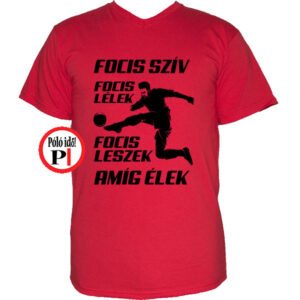foci póló foci szív piros