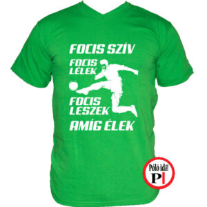 foci póló foci szív zöld