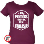 fotós póló varázsló női burgundi