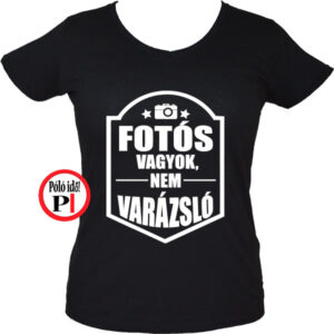 fotós póló varázsló női fekete