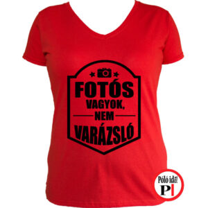 fotós póló varázsló női piros