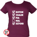 horgász póló hal kimaradt női burgundi