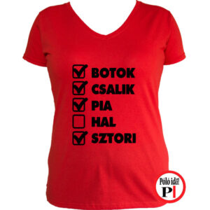 horgász póló hal kimaradt női piros