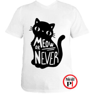 macska póló meow or never fehér