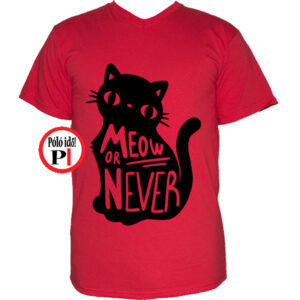 macska póló meow or never piros