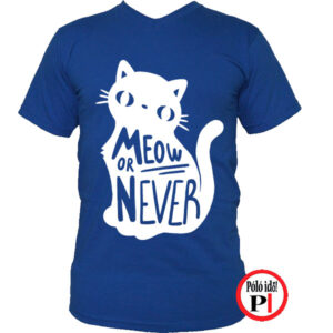 macska póló meow or never kék
