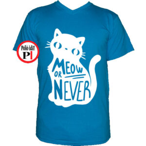 macska póló meow or never vkék