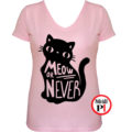 macska póló meow or never női pink