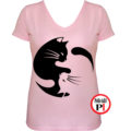 macska póló yinyang női pink