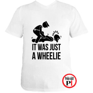 motor póló wheelie fehér