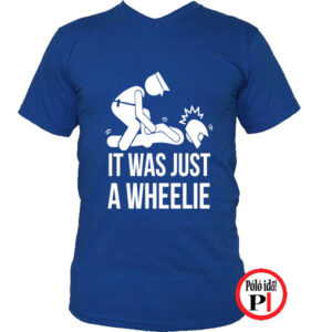 motor póló wheelie kék