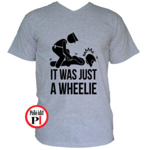 motor póló wheelie szürke