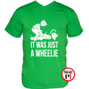 motor póló wheelie zöld