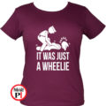 motor póló wheelie női burgundi