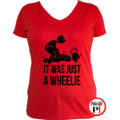 motor póló wheelie női piros