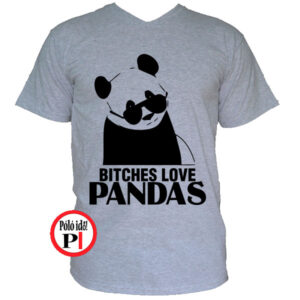 panda póló bitches szürke