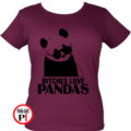 panda póló bitches női burgundi