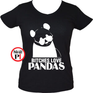 panda póló bitches női fekete