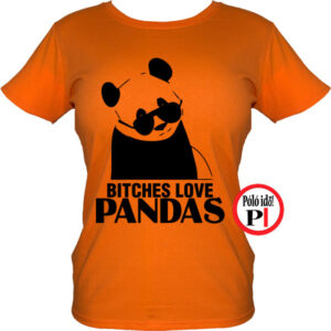 panda póló bitches női narancs