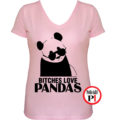 panda póló bitches női pink