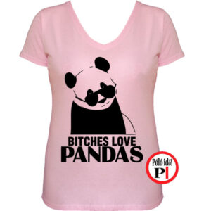 panda póló bitches női pink