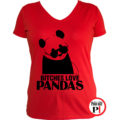 panda póló bitches női piros