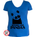panda póló bitches női kék