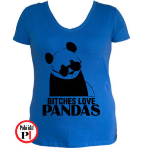 panda póló bitches női kék
