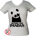 panda póló bitches női szürke