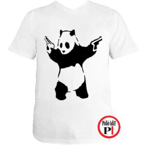 panda póló pisztoly fehér