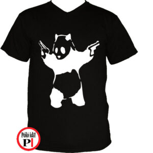 panda póló pisztoly fekete