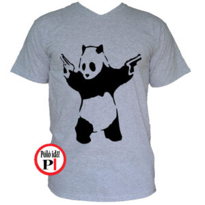 panda póló pisztoly szürke