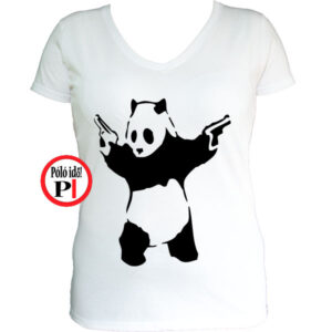 panda póló pisztoly női fehér