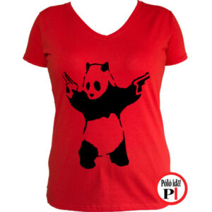 panda póló pisztoly női piros