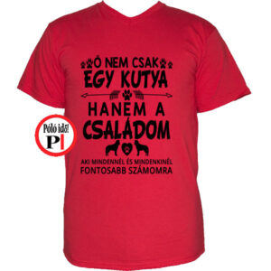 állat póló kutya család piros