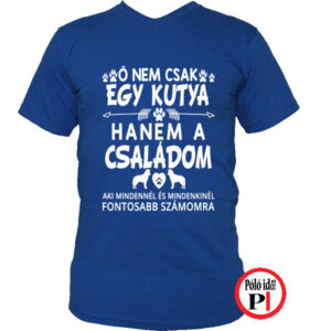 állat póló kutya család kék
