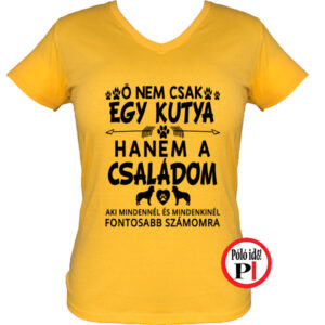 állat póló kutya család női citrom