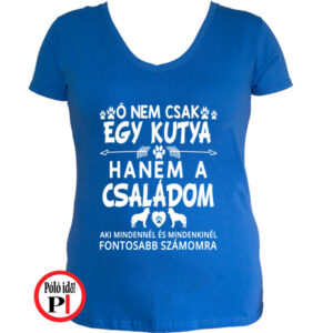 állat póló kutya család női kék