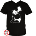 állat póló panda smoke fekete