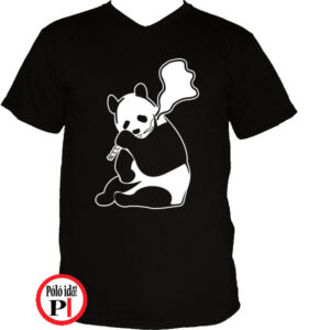állat póló panda smoke fekete