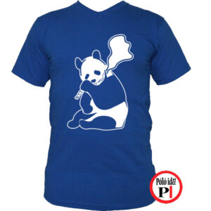 állat póló panda smoke kék