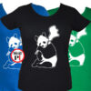 állat póló panda smoke női