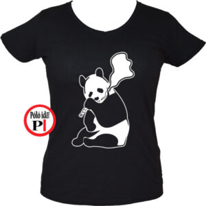 állat póló panda smoke női fekete