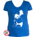 állat póló panda smoke női kék