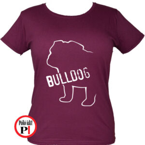 kutya póló bulldog női burgundi