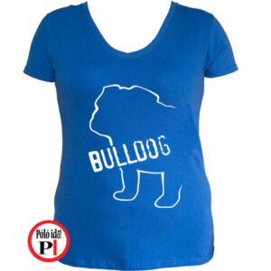 kutya póló bulldog női kék