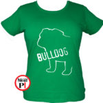 kutya póló bulldog női zöld