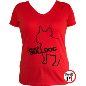 kutya póló french bulldog női piros