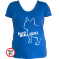 kutya póló french bulldog női kék