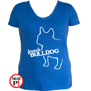 kutya póló french bulldog női kék